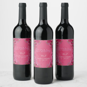 Etiqueta Para Botella De Vino La elegancia de las flores rosas