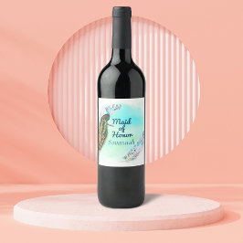 Etiqueta Para Botella De Vino La empleada de honor Vintage Peacock Favor