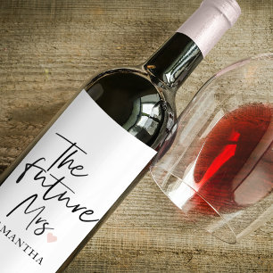 Etiqueta Para Botella De Vino La futura Sra. y su nombre   Regalo de belleza mod
