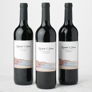 Etiqueta Para Botella De Vino La Jolla Wedding Favor de San Diego Personalizado