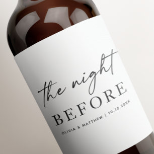 Etiqueta Para Botella De Vino La noche anterior. Boda de guiones Cena de ensayo