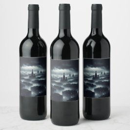 Etiqueta Para Botella De Vino La noche de la oscuridad, la ciudad de Boutlle peg