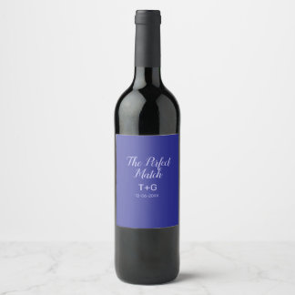 Etiqueta Para Botella De Vino La pareja perfecta azul real lujo añadir nombre de
