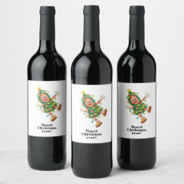 Etiqueta Para Botella De Vino ¡La peor Navidad de todos los tiempos! Salami dive