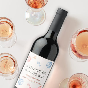 Etiqueta Para Botella De Vino La pequeña bendición va camino de la Invitación de