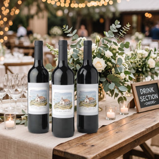 Etiqueta Para Botella De Vino La pequeña capilla junto al mar Boda