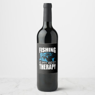 Etiqueta Para Botella De Vino La Pesca Pescadora Es Mi Mejor Terapia