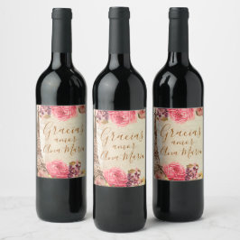 Etiqueta Para Botella De Vino La Torre Eiffel de época Rosas florales chic Shabb
