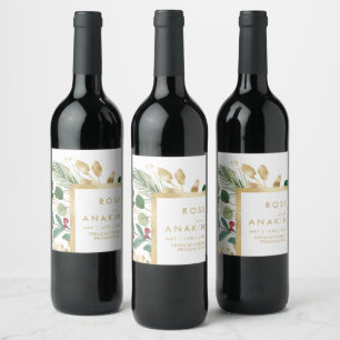 Etiqueta Para Botella De Vino La vegetación de los Navidades modernos   Boda bla