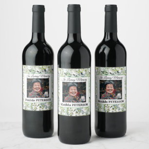 Etiqueta Para Botella De Vino La vegetación del jardín deja el funeral