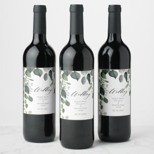 Etiqueta Para Botella De Vino La vegetación y el Boda Eucalyptus