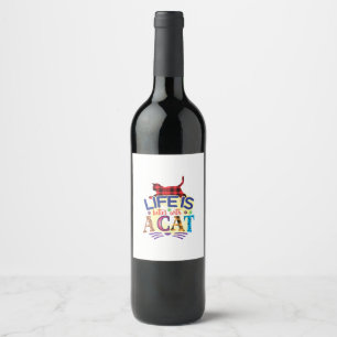 Etiqueta Para Botella De Vino La Vida De Arte De Gato Es Mejor Con Un Gato
