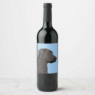 Etiqueta Para Botella De Vino Labrador recuperador pintura negra original de per