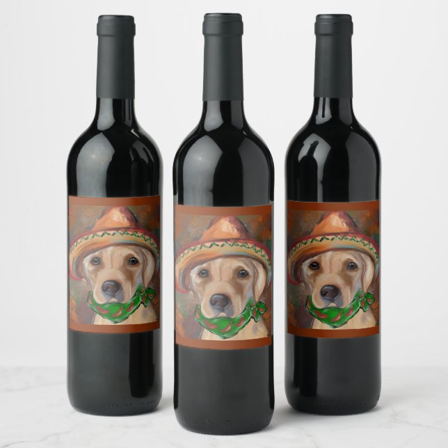 ETIQUETA PARA BOTELLA DE VINO LABRADOR RETRIEVER (Botellas)