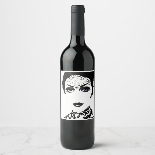 Etiqueta Para Botella De Vino Lady Wine gótico (Anverso)