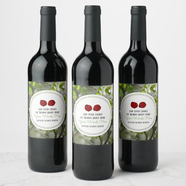Etiqueta Para Botella De Vino Ladybug (Botellas)