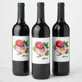 Etiqueta Para Botella De Vino Ladybug