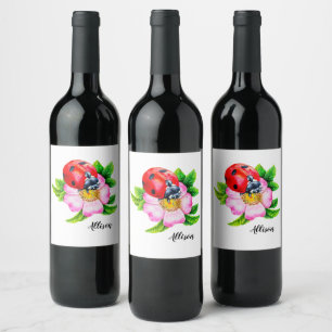 Etiqueta Para Botella De Vino Ladybug