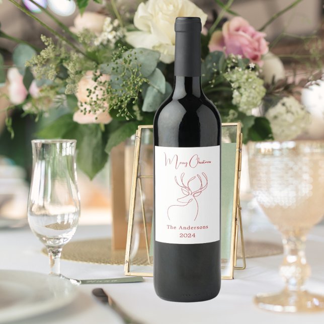 Etiqueta Para Botella De Vino Lágrimas rojas abstractas Navidades modernos (Subido por el creador)