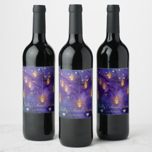 Etiqueta Para Botella De Vino Lámparas de color púrpura y azul Glow Sweet Sixtee