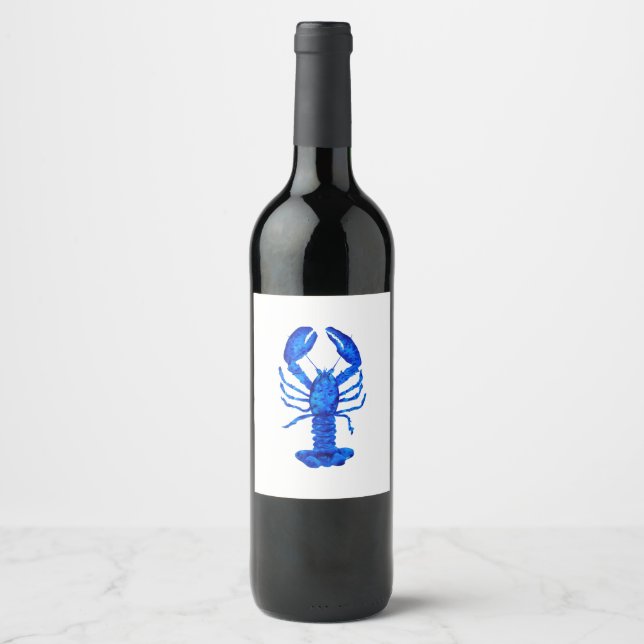 Etiqueta Para Botella De Vino Langosta Azul (Anverso)