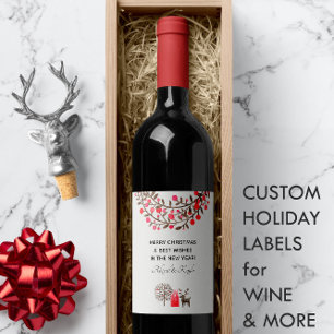 Etiqueta Para Botella De Vino Lápiz de color folk-art 🦌 ahumado blanco