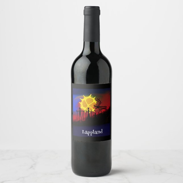 Etiqueta Para Botella De Vino Lapplands naturaleza med samisk kultur (Anverso)