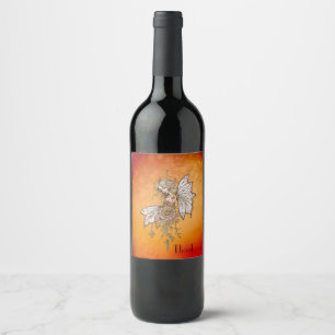 Etiqueta Para Botella De Vino Las alas doradas y los sueños florecientes, el had