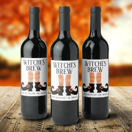Etiqueta Para Botella De Vino Las brujas de Halloween se reproducen de manera pe