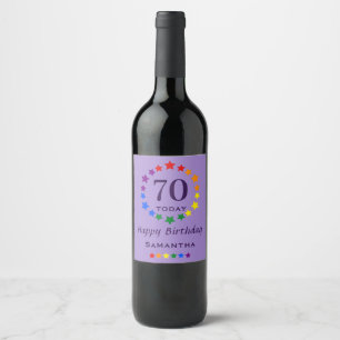 Etiqueta Para Botella De Vino Las estrellas del arco iris 70 hoy o cualquier cum