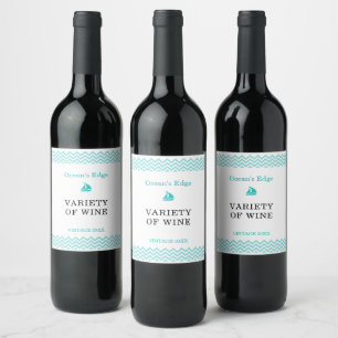 Etiqueta Para Botella De Vino Las modernas olas del océano azul