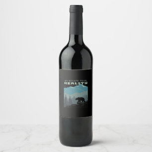 Etiqueta Para Botella De Vino Las Montañas De La Vida Silvestre Del Oso Huyen De