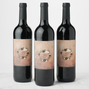 Etiqueta Para Botella De Vino Las plumas rústicas de los bosques y el florecimie
