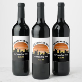 Etiqueta Para Botella De Vino Las Vegas Strip Sunset Personalizado Vacation