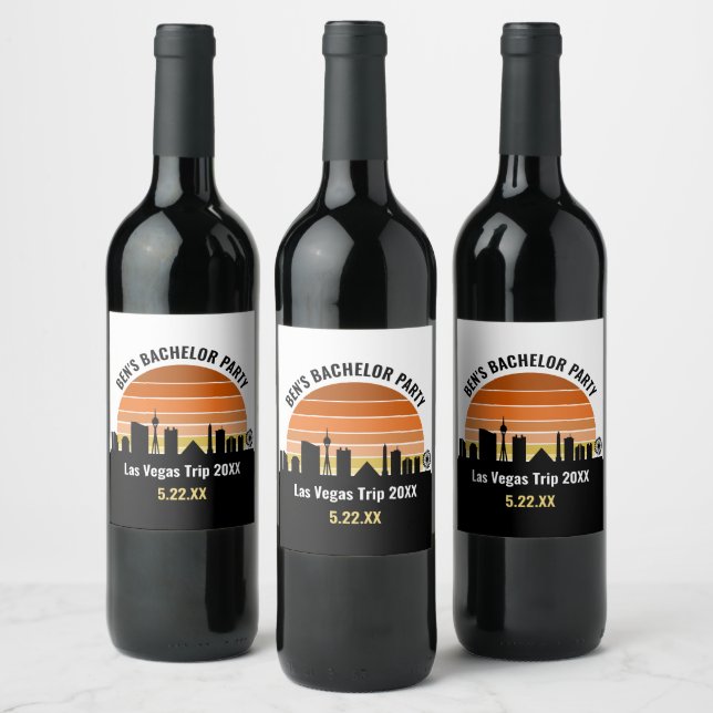 Etiqueta Para Botella De Vino Las Vegas Strip Sunset Personalizado Vacation (Botellas)