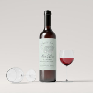 Etiqueta Para Botella De Vino Las Viejas Florales Esbozadas Ahorran La Fecha