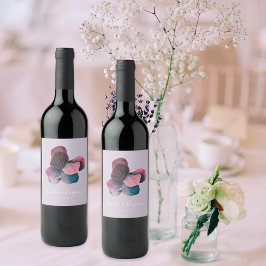 Etiqueta Para Botella De Vino Lavanda azul dorada Purple Hydrangeas Boda