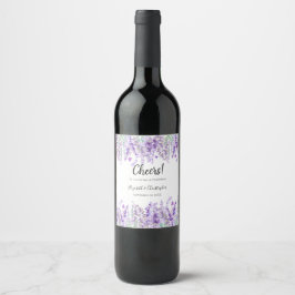 Etiqueta Para Botella De Vino Lavanda Boda Verde Morado Botánico Floral