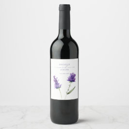 Etiqueta Para Botella De Vino Lavender Bliss Elegante Boda acuático