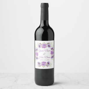 Etiqueta Para Botella De Vino Lavender Rosa Floral Thunder_Cove