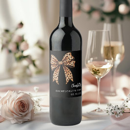 Etiqueta Para Botella De Vino Lazo estampado de leopardo negro Despedida de solt