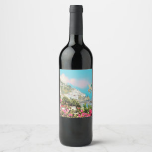 Etiqueta Para Botella De Vino ldp AMALFI - panorama - costa de Amalfi -