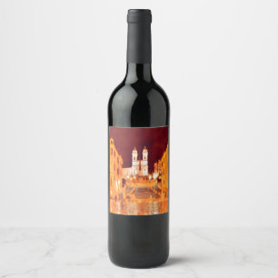 Etiqueta Para Botella De Vino ldp PIAZZA DI SPAGNA por noche Roma