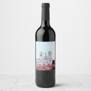 Etiqueta Para Botella De Vino ldp PIAZZA DI SPAGNA - Roma - con flores -