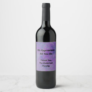 Etiqueta Para Botella De Vino Le Agradecemos El Resumen De Su Familia Gracias