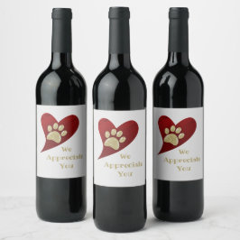Etiqueta Para Botella De Vino Le Agradecemos La Impresión De La Mano De Oro Del