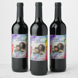 Etiqueta Para Botella De Vino LeahG Rainbow Pride Boda de tinta de alcohol