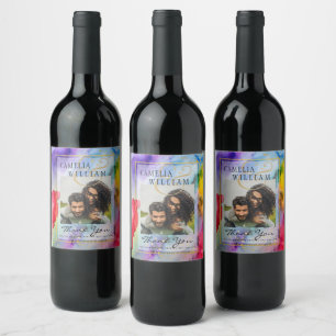 Etiqueta Para Botella De Vino LeahG Rainbow Pride Boda de tinta de alcohol