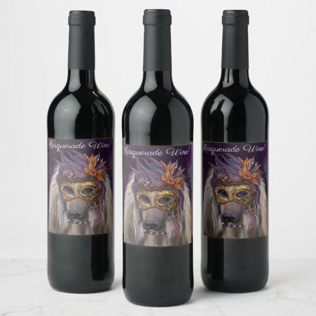 Etiqueta Para Botella De Vino Lebrel Afgano (Botellas)