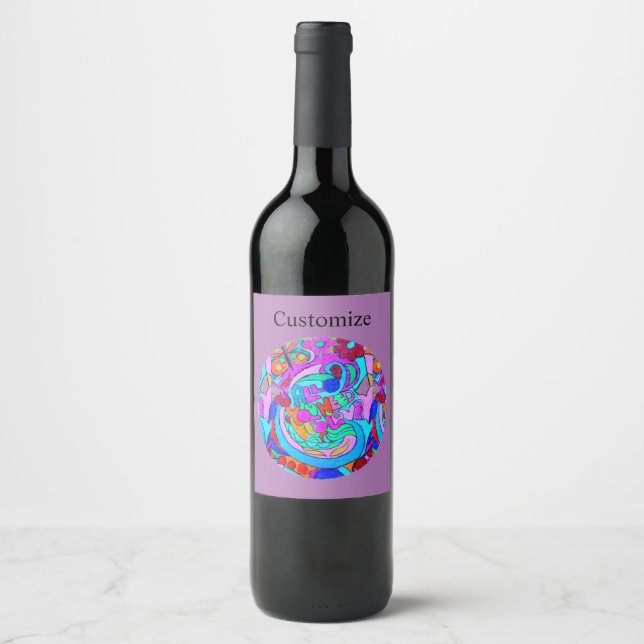 Etiqueta Para Botella De Vino Lechuga hippie groovy Thunder_Cove (Anverso)